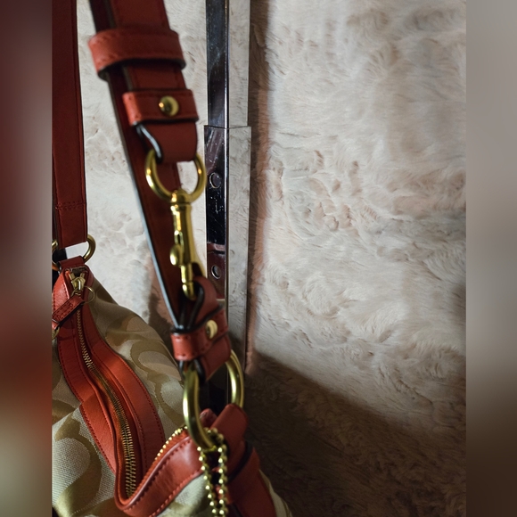 Coach Canvas and Leather Shoulder Bag Coral/Tan - Picture 4 of 5